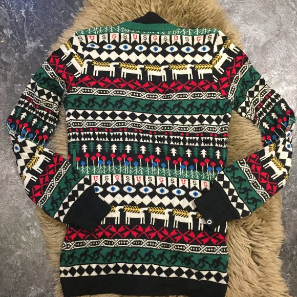 GSUS wool blend ugly Christmas grandpa sweater cardigan - size XS - Picture 8 of 11